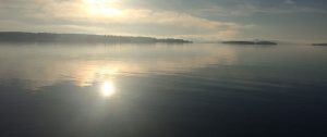 Sunset over lake