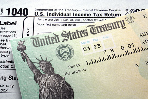 IRS refund check received due to tax planning