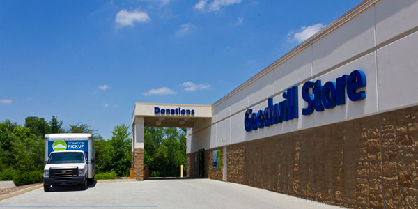 Goodwill clothing donations storefront.